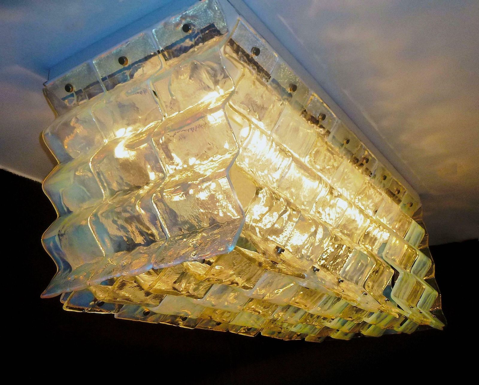 photo for sale Pair Of Ceiling Lights Fixture By Carlo Nason For Mazzega, 1970