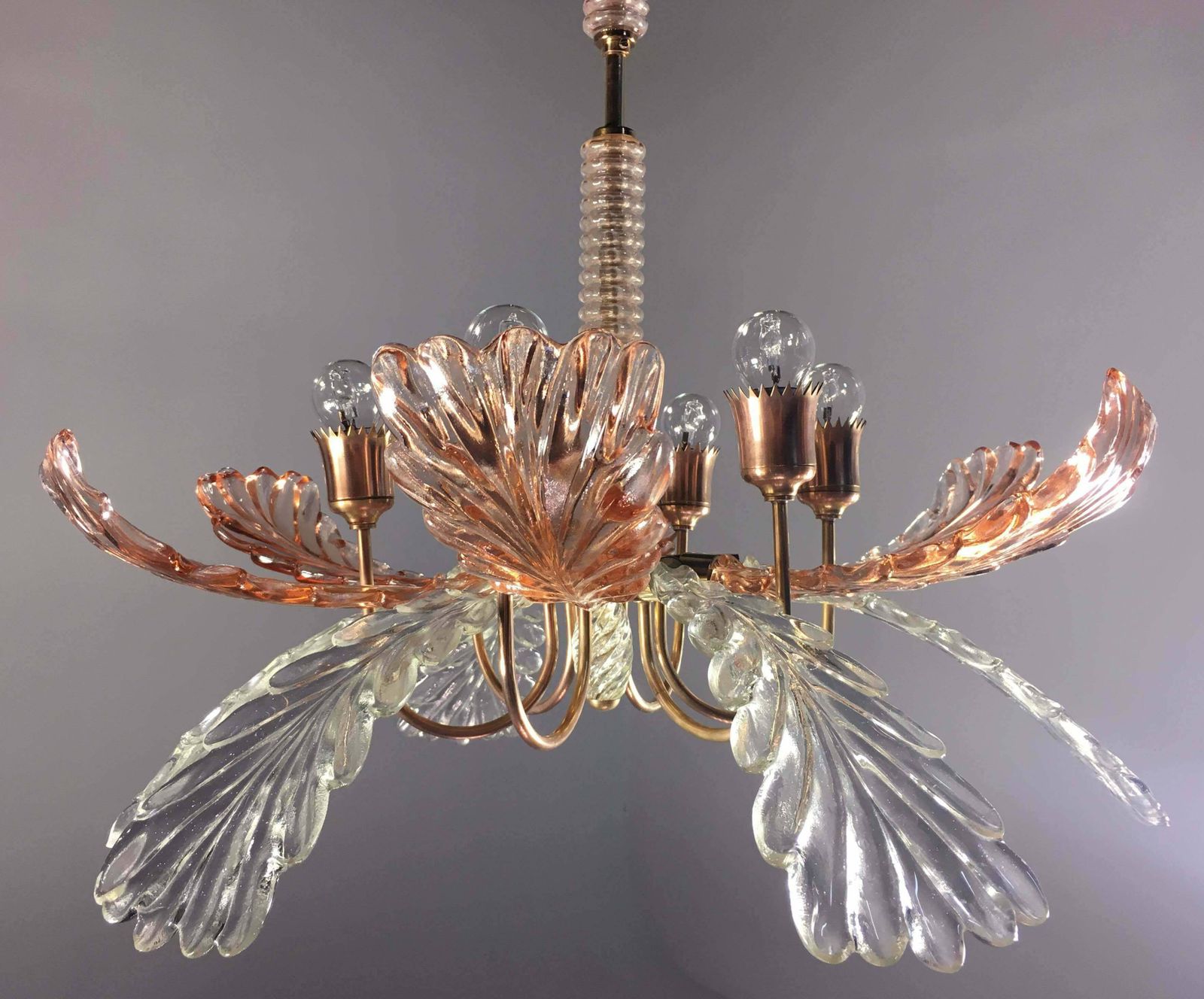 Elegant And Rare Chandelier By Barovier & Toso, Murano, 1940s photo vinterior