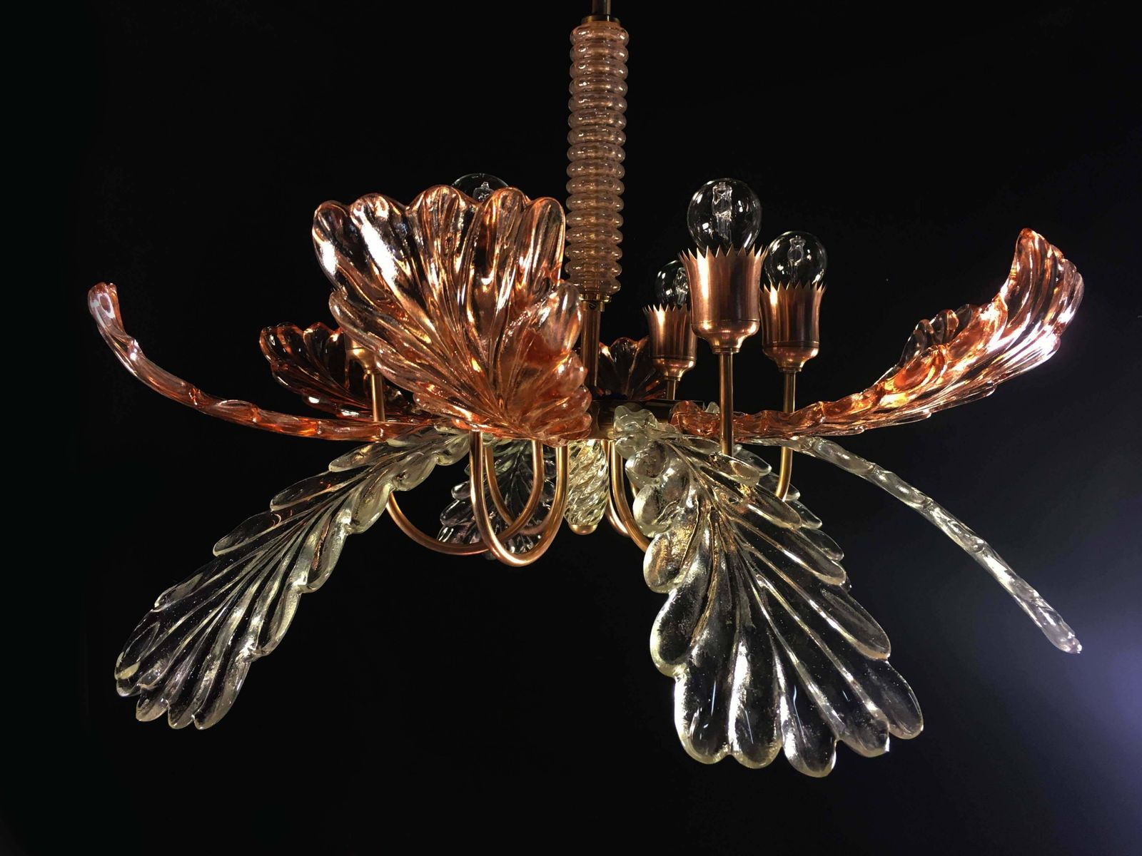 photo buy Elegant And Rare Chandelier By Barovier & Toso, Murano, 1940s