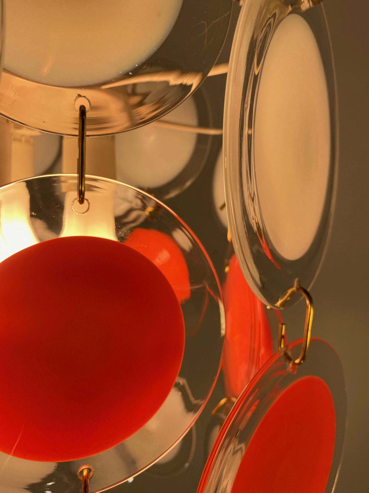 photo furniture Pair Of Disc Chandeliers By Vistosi, Murano, 1970s