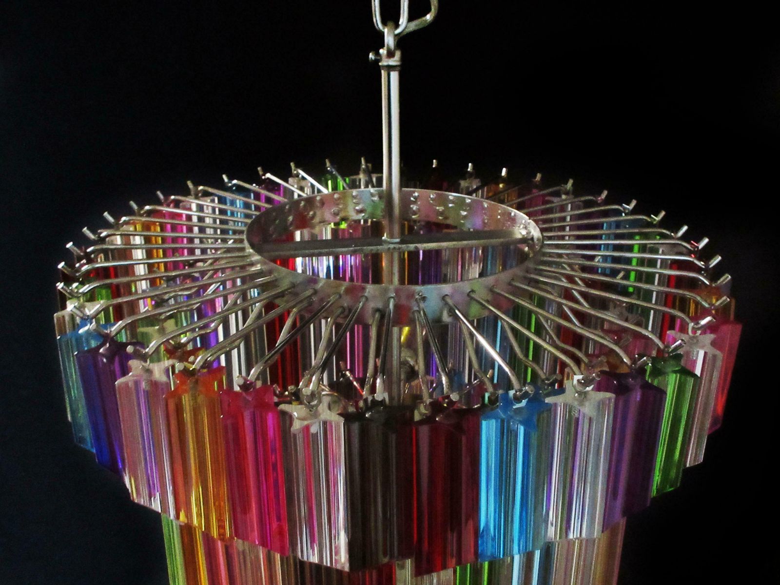 photo vinterior Pair Of Italian Chandelier Multicoloured Quadriedri, Murano