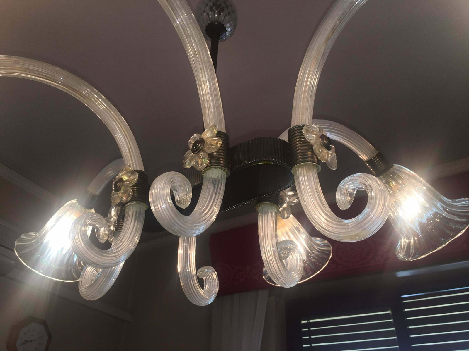 photo for sale Amazing Liberty Chandelier By Ercole Barovier, Murano, 1940s