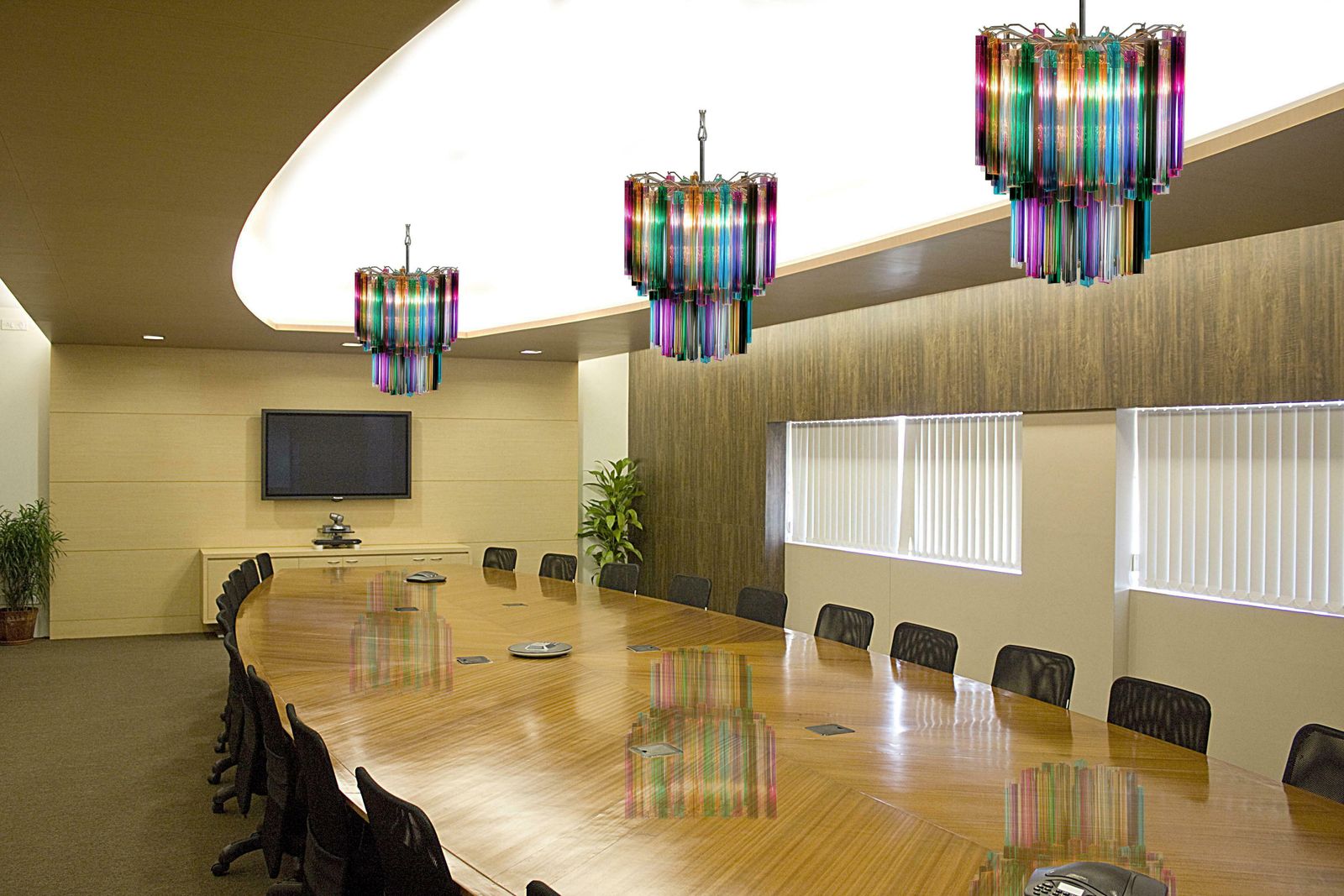 Pair Of Chandelier Multi Colour 107 Triedri, Murano, 1970s photo furniture