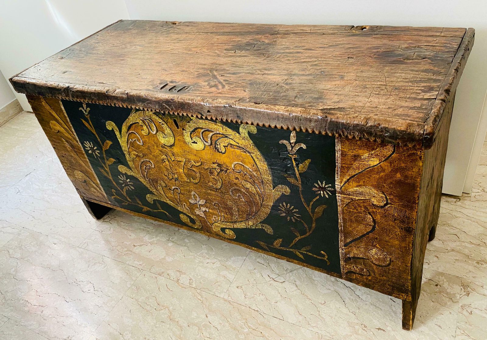 photo for sale Gorgeous Antique Italian Wooden Case, 18th Century ''Year 1753''