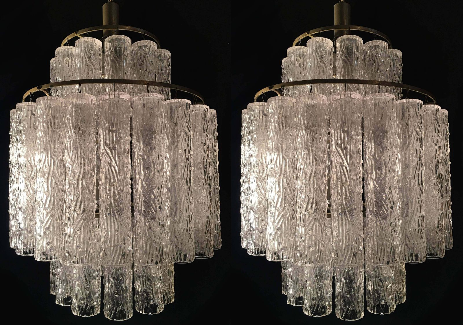 Adorable Pair Of Murano Venini Style Chandeliers, 1970s photo for sale
