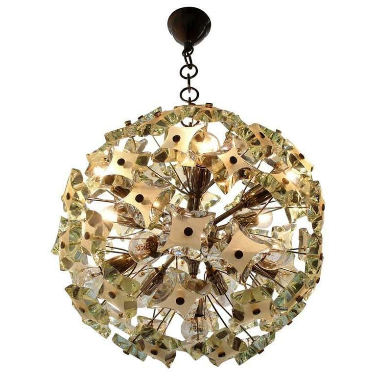 Cut Glass Sputnik In Fontana Arte Style, 1960s