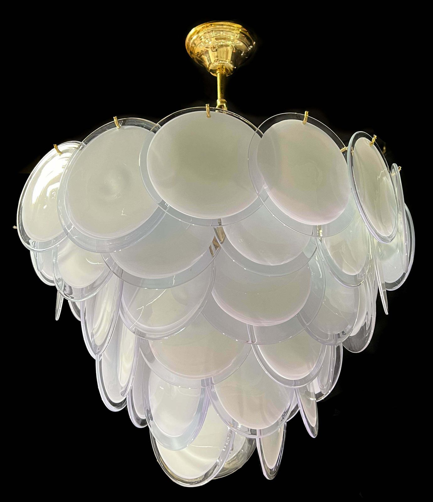 photo furniture Amazing Italian Disc Glass Chandelier By Vistosi, 1980s
