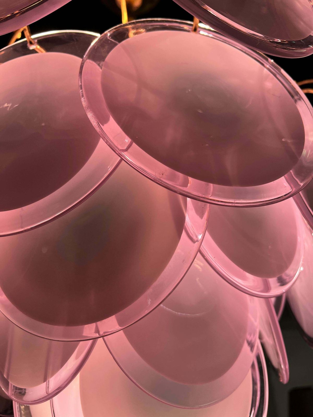 photo buy Amazing Italian Disc Glass Chandelier By Vistosi, 1980s