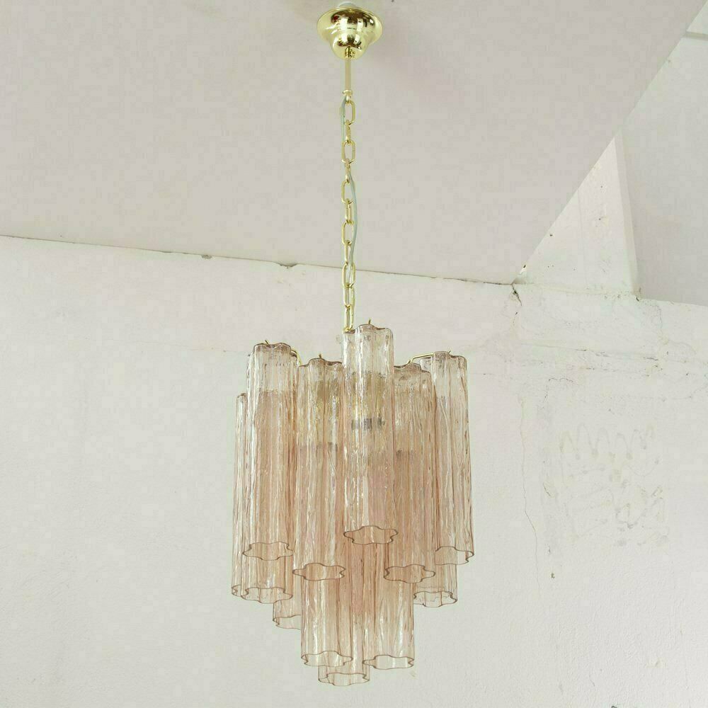 Tronchi Suspension Lamp In Pink Murano Glass, Diameter 36 Cm, 90s photo Lighting