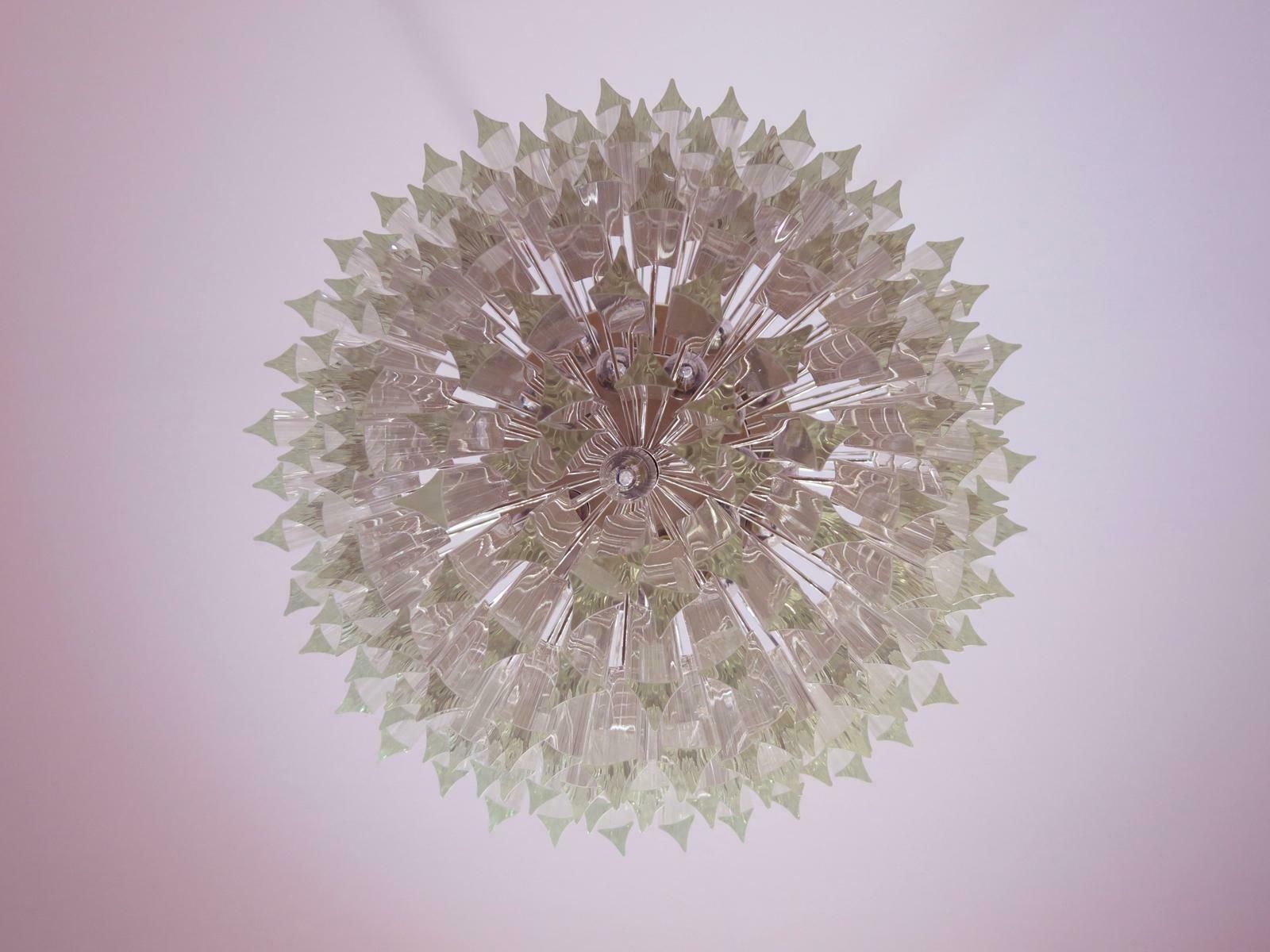 6851.0 Majestic Italian Pair Of Chandelier Triedri, 184 Prism, Murano photo