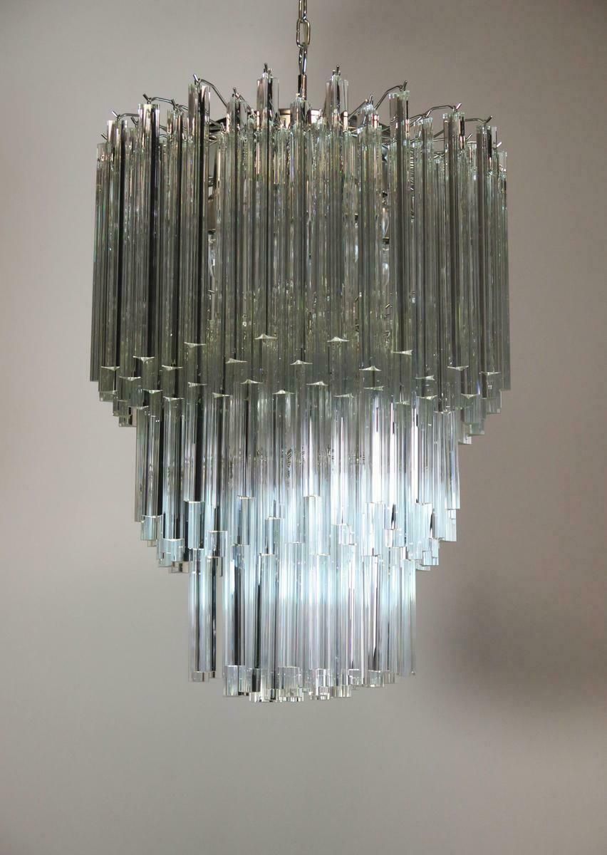 photo vinterior Majestic Italian Pair Of Chandelier Triedri, 184 Prism, Murano