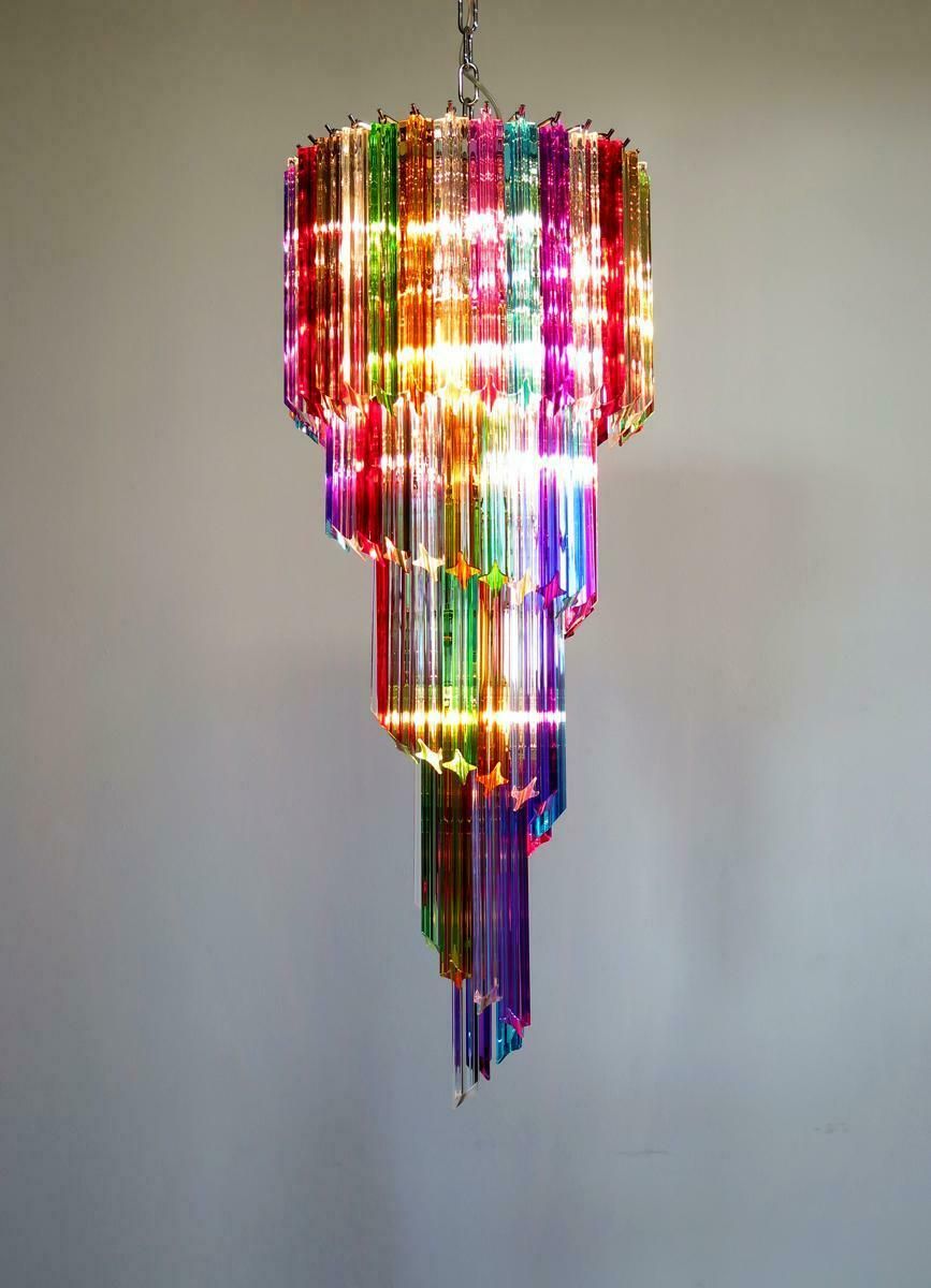 Pair Italian Chandeliers Arlecchino Glass. Murano, 1990s photo buy