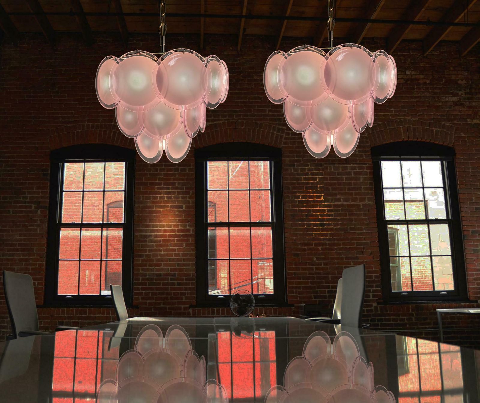 Trio Disc Murano Glass Chandeliers By Vistosi photo furniture