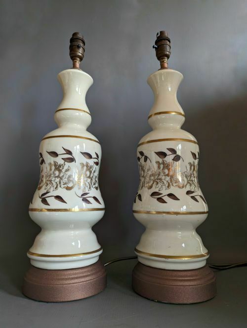 Attractive Pair Of 1920s Opaline Lamps photo vinterior