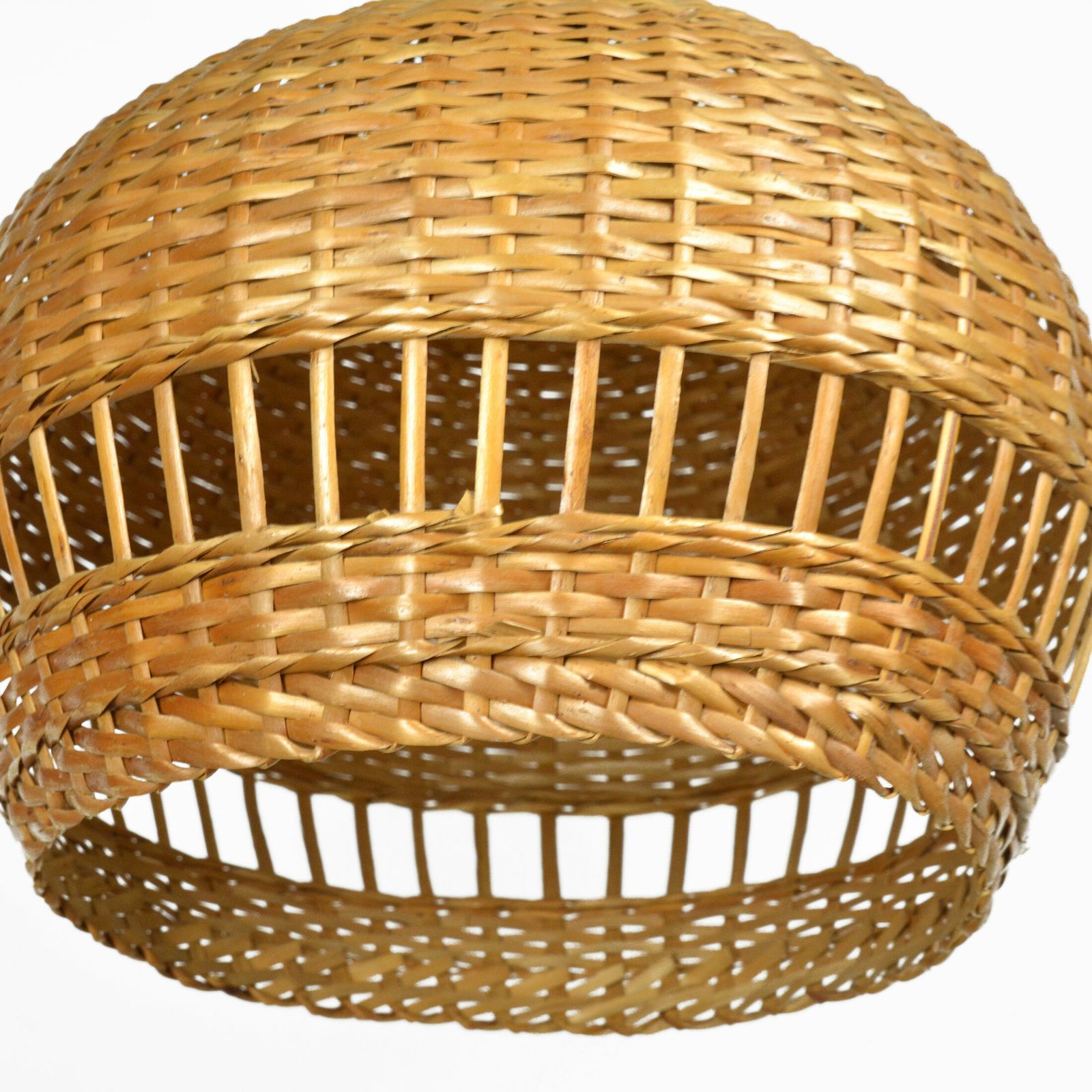 photo for sale 1960s Scandinavian Ceiling Lamp With Wicker Shade, Denmark