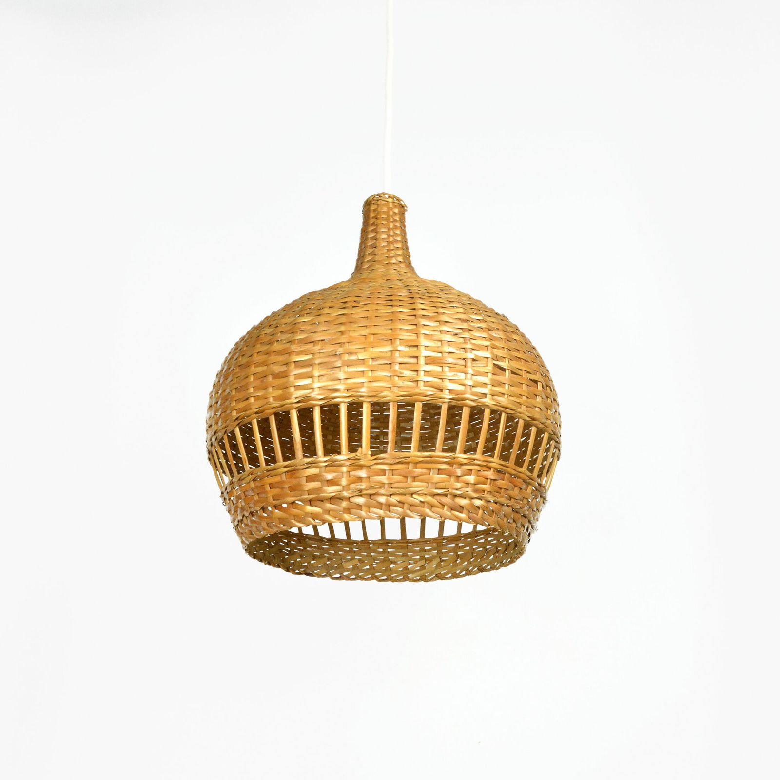 Lighting 1960s Scandinavian Ceiling Lamp With Wicker Shade, Denmark photo