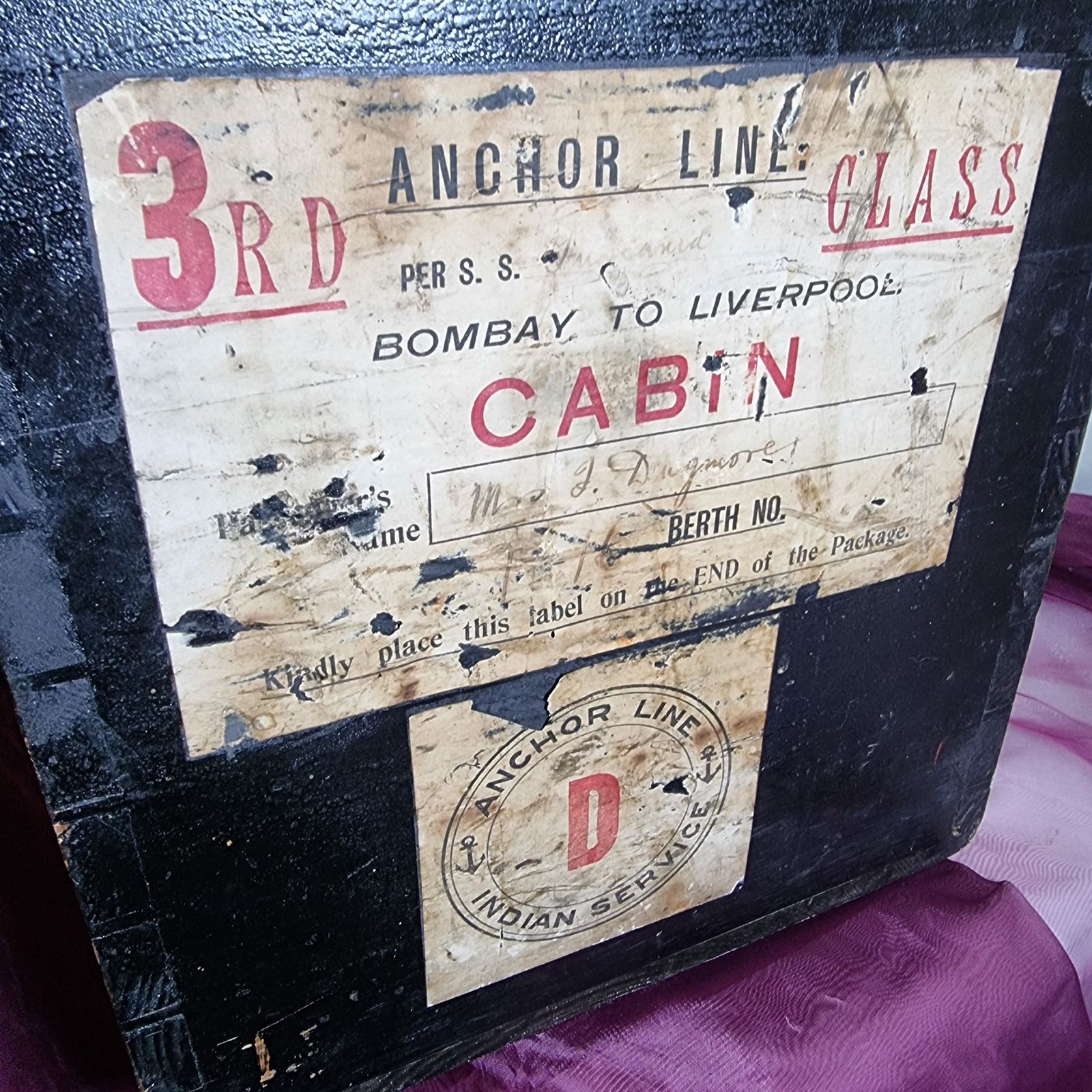 1930s Cabin Box From The Ss Tuscania With Original Labels photo furniture