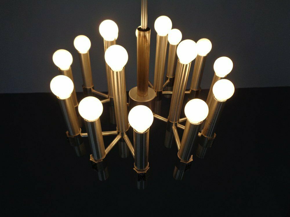 Lighting Italian Sputnik Chandelier By Angelo Brotto For Esperia, 1960s photo