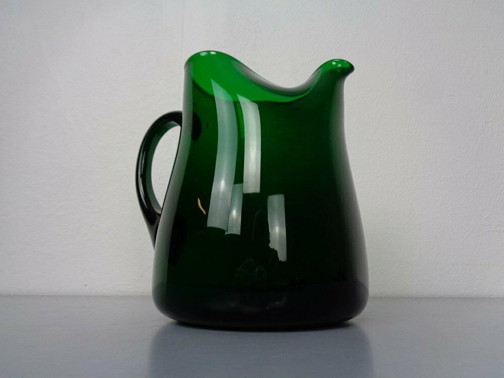 351.0 Italian Green Glass Decanter & Tumbler, 1960s, Set Of 7 photo