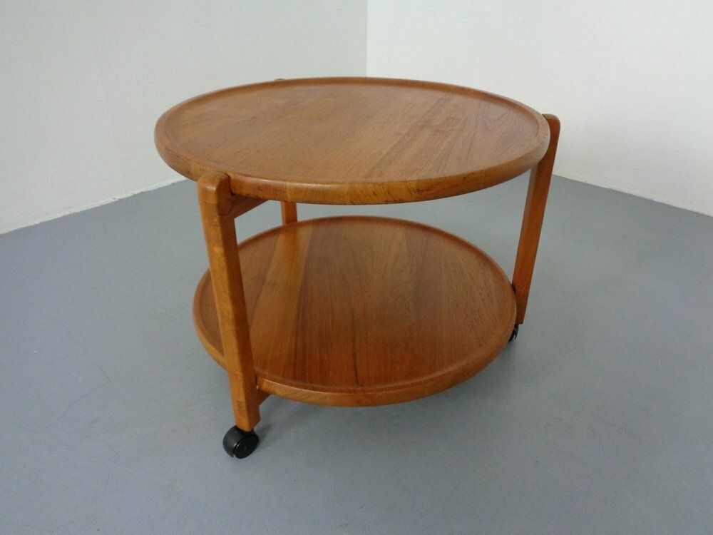 Danish Teak Bar Cart With Removable Tray, 1960s photo for sale