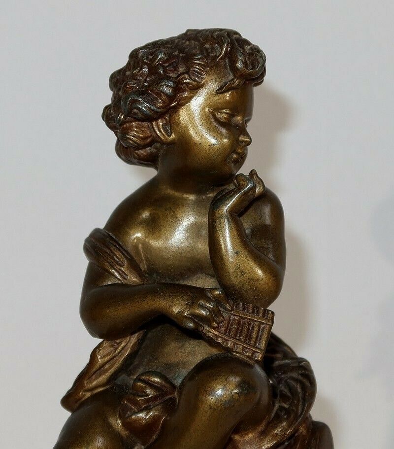 photo for sale Pair Of Statuettes "The Carefree And The Dreamer" By A. Moreau, Late 19th Century