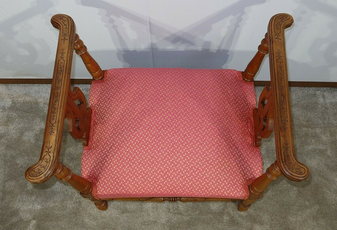 Small Bench With Armrests In Solid Walnut, 19th Century photo Furniture
