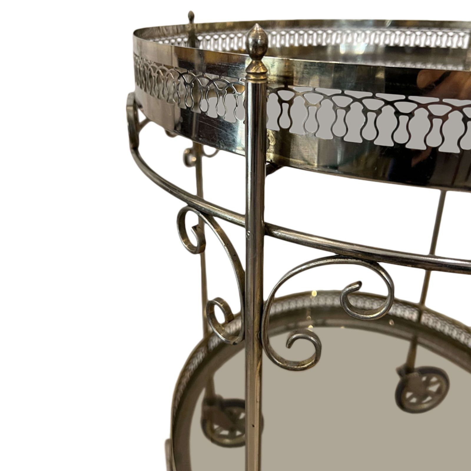 French Midcentury Brass And Glass Bar Cart photo Furniture