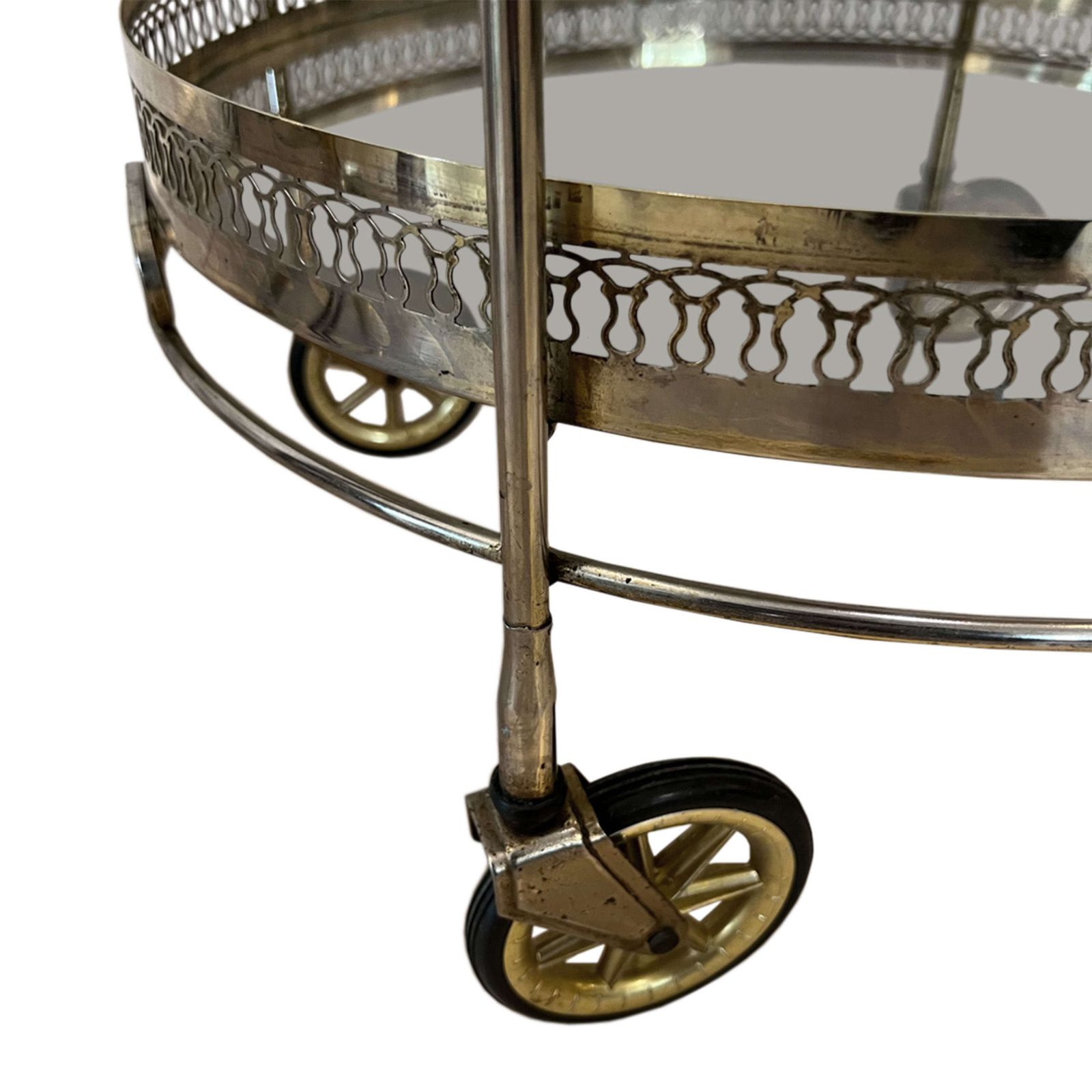 French Midcentury Brass And Glass Bar Cart photo 490.0