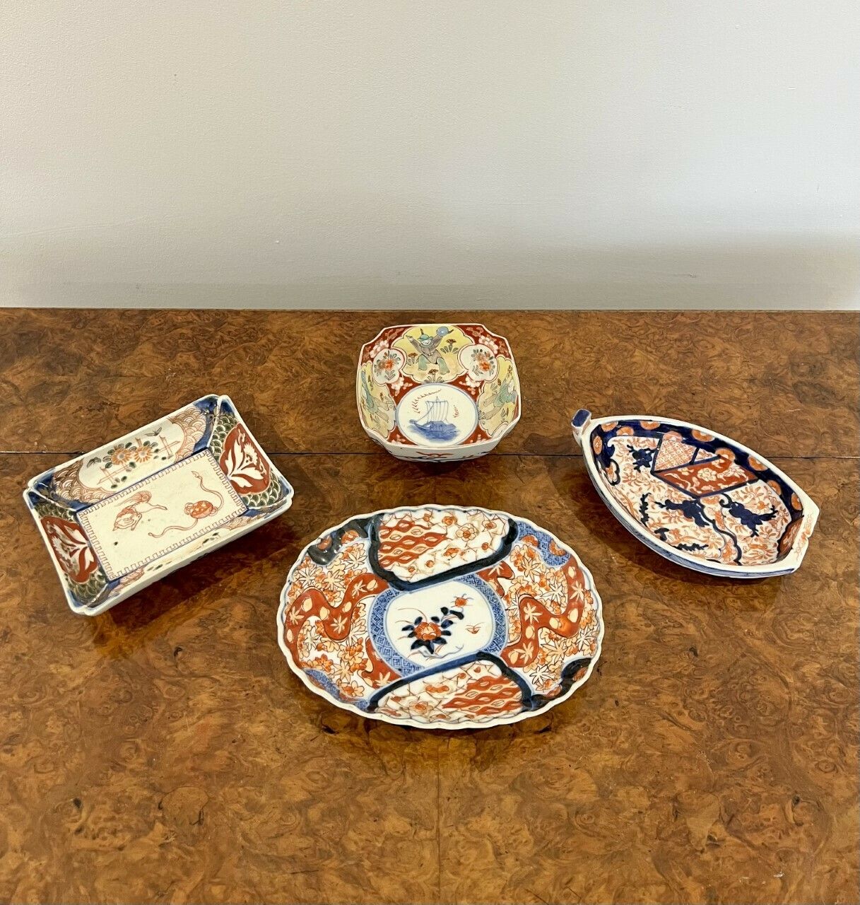 Unusual Collection Of Four Antique Japanese Imari Shaped Dishes photo buy