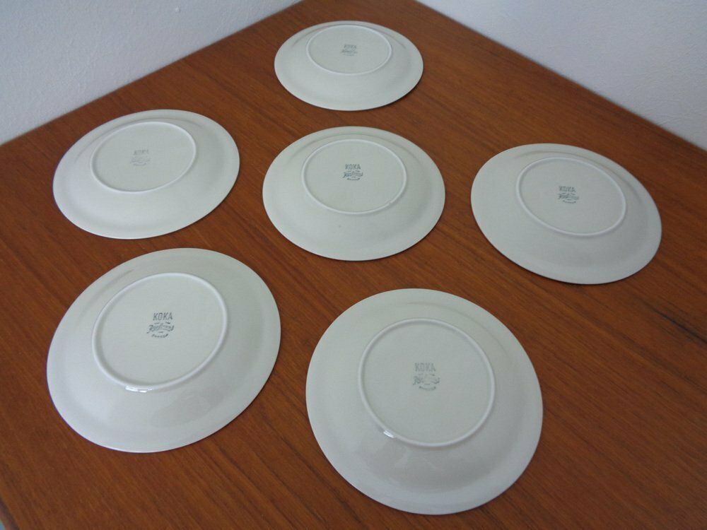 Swedish Stoneware Koka Plates By Hertha Bengtson For Rörstrand, 1960s, Set Of 6 photo 193.0