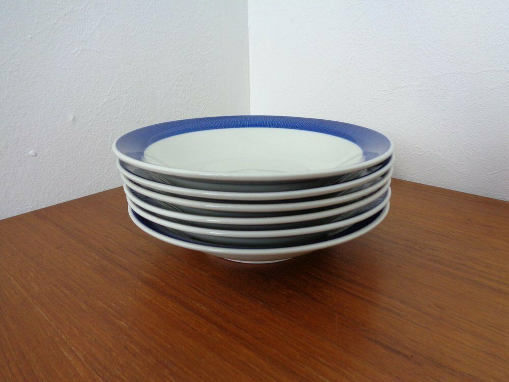 Swedish Stoneware Koka Soup Plates By Hertha Bengtson For Rörstrand, 1960s, Set Of 6 photo vinterior