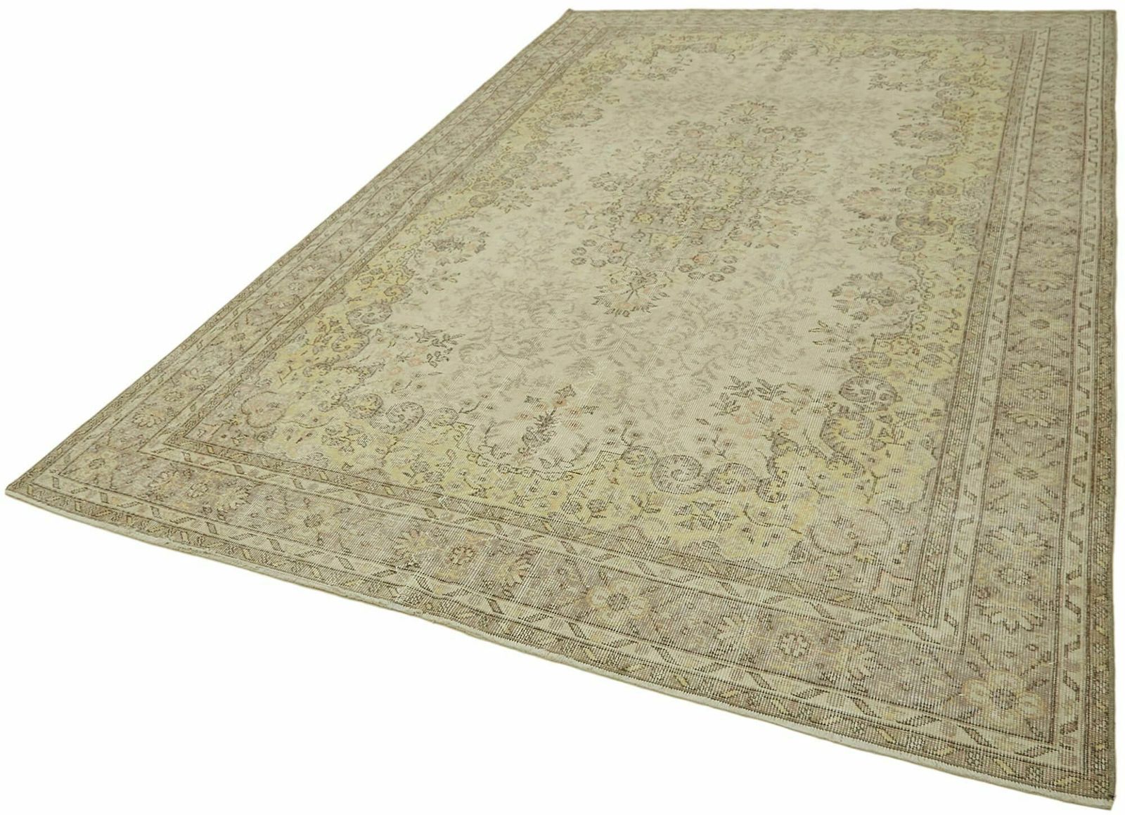 Handmade 327 X 210 Cm Beige Turkish Vintage Area Rug photo for sale