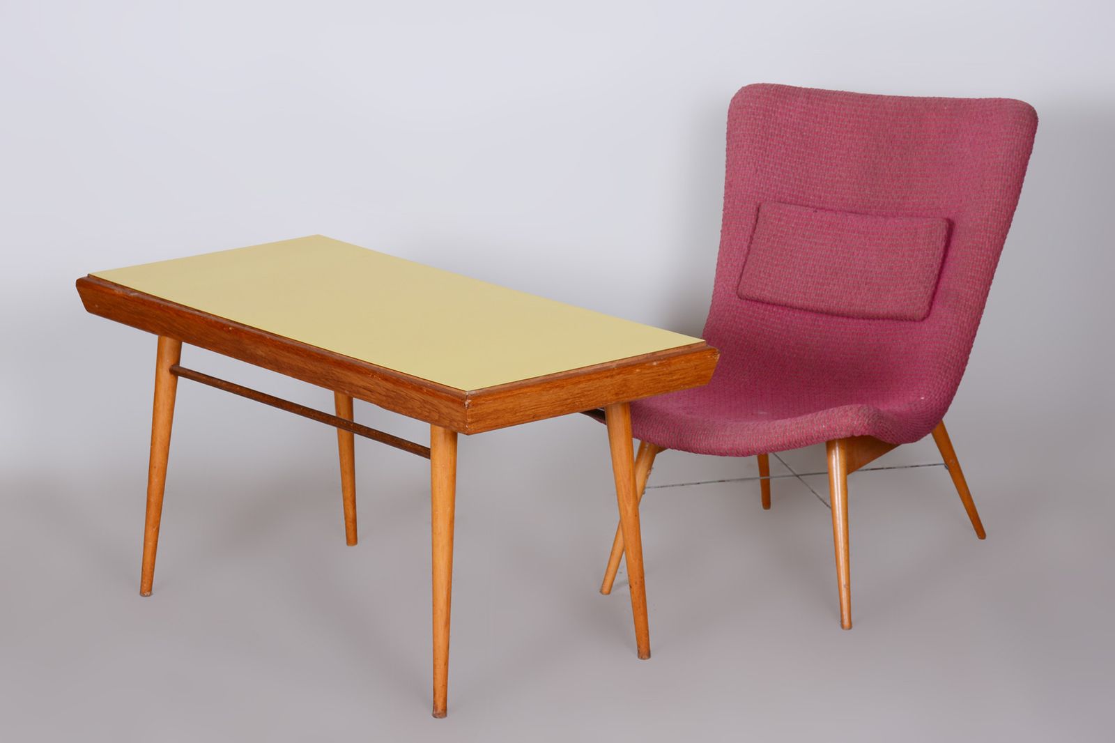 Oak Midcentury Coffee Table, Well Preserved Condition, Czechia, 1950s photo 400.0