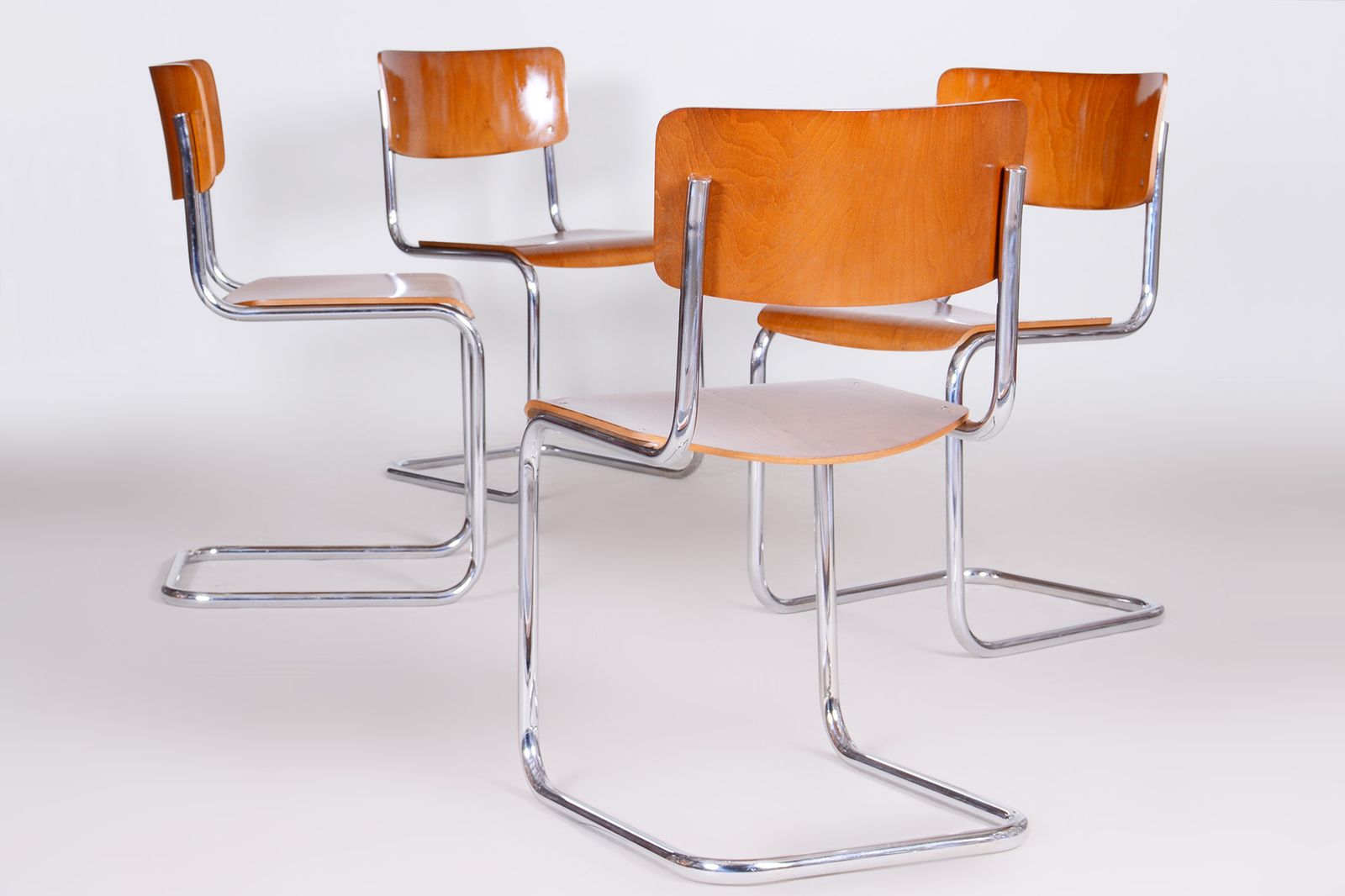 photo furniture Set Of Four Bauhaus Beech Chairs, Restored, Germany, 1930s