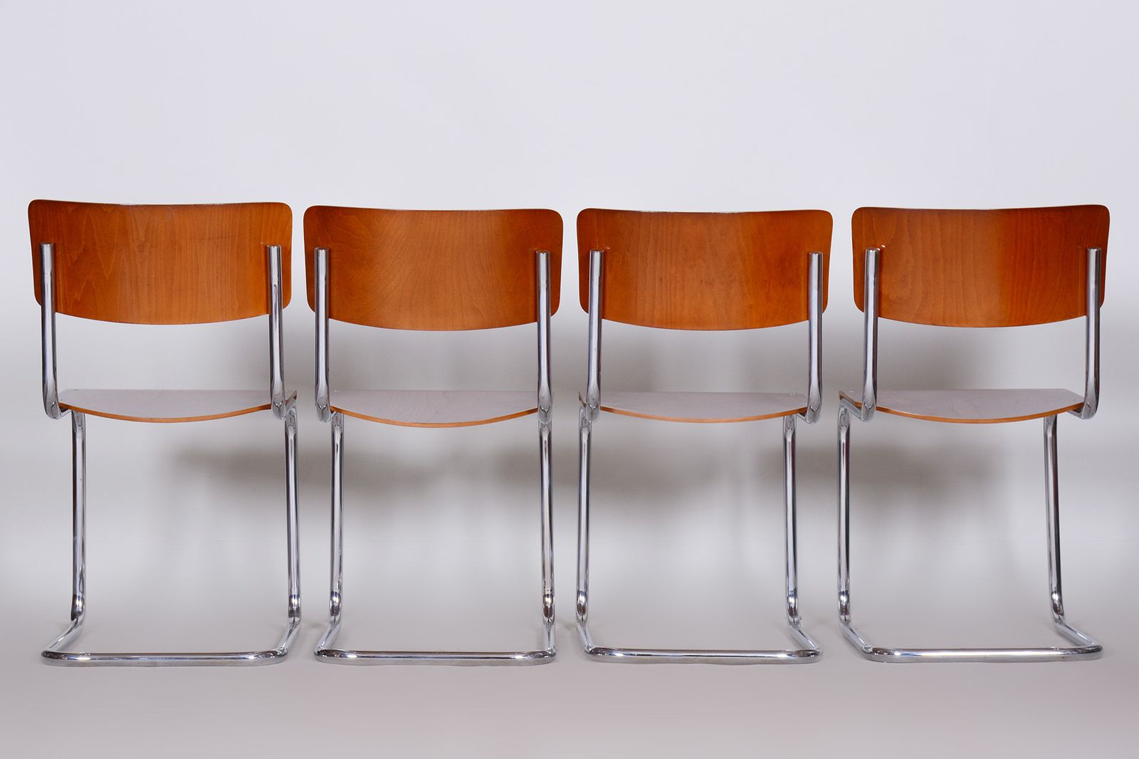 photo for sale Set Of Four Bauhaus Beech Chairs, Restored, Germany, 1930s
