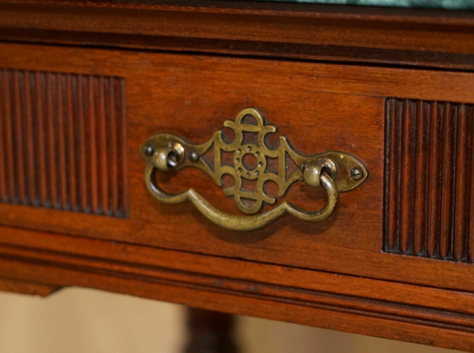 photo for sale Fine Victorian Jas Shoolbred Green Marble Topped Watchmakers Desk Writing Table