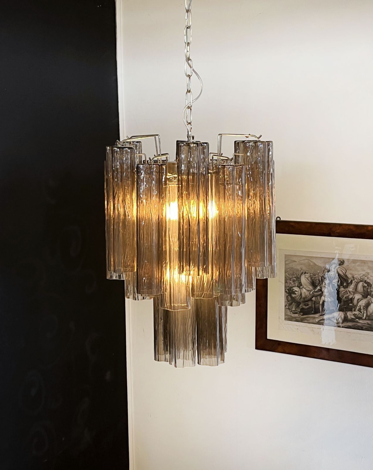 photo furniture Fantastic Murano Smoked Glass Tube Chandelier