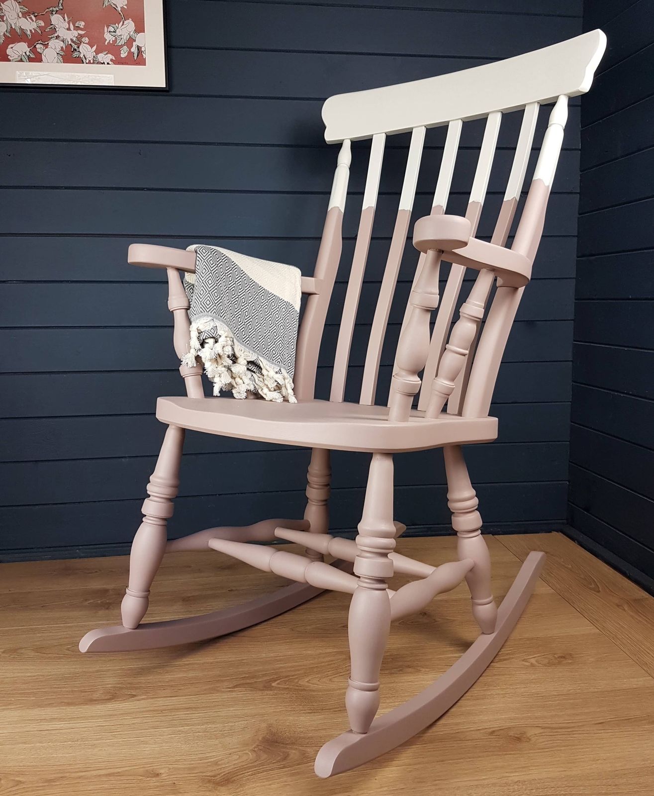 Two Tone Pink Painted Wooden Rocking Chair photo buy