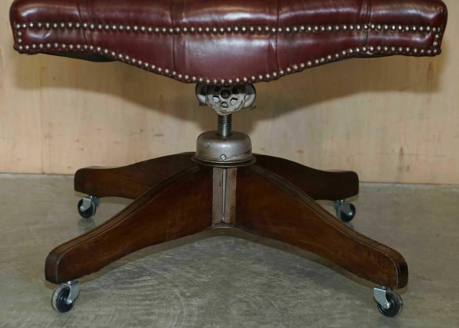Fine Circa 1900 Antique Chesterfield Oxblood Captains Chairs Hillcrest Movement photo vintage