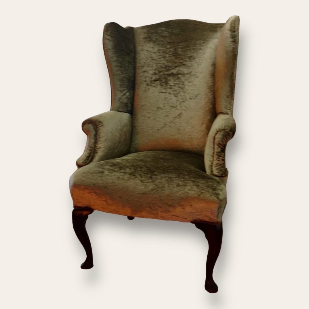 Late Georgian Wingback Armchair With Queen Anne Mahogany Legs