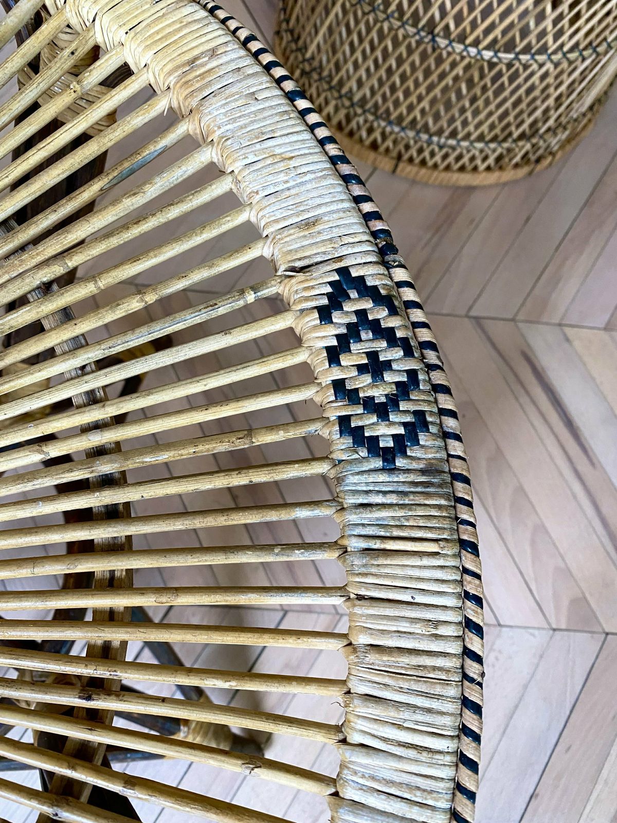 Original 1960s Peacock Rattan Tub Chair & Matching Table photo Furniture