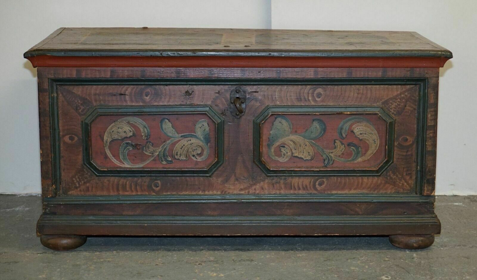 Circa 1800 Extra Large Antique Original Paint German Blanket Chest Coffer Trunk photo furniture