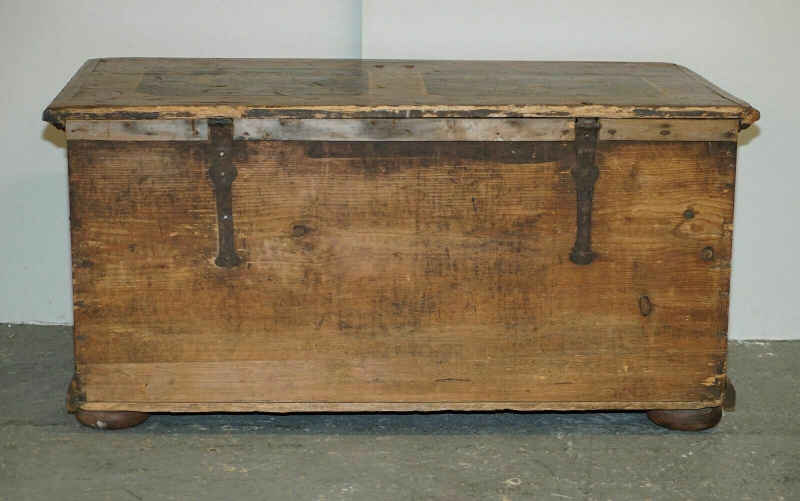 Furniture Circa 1800 Extra Large Antique Original Paint German Blanket Chest Coffer Trunk photo