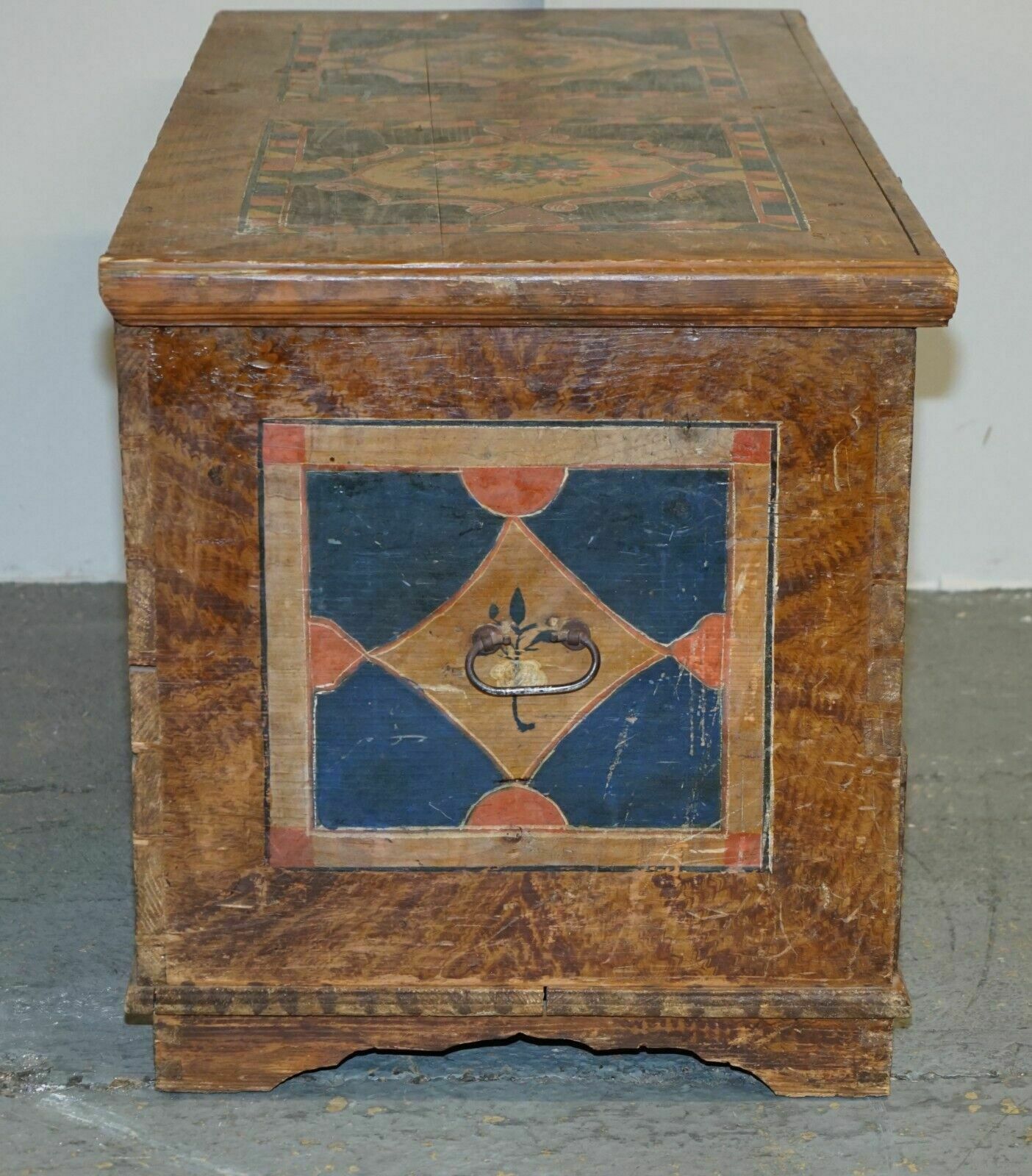 photo buy 1875 Large Antique Original Paint Romanian Blanket Chest Coffer Trunk Drawer