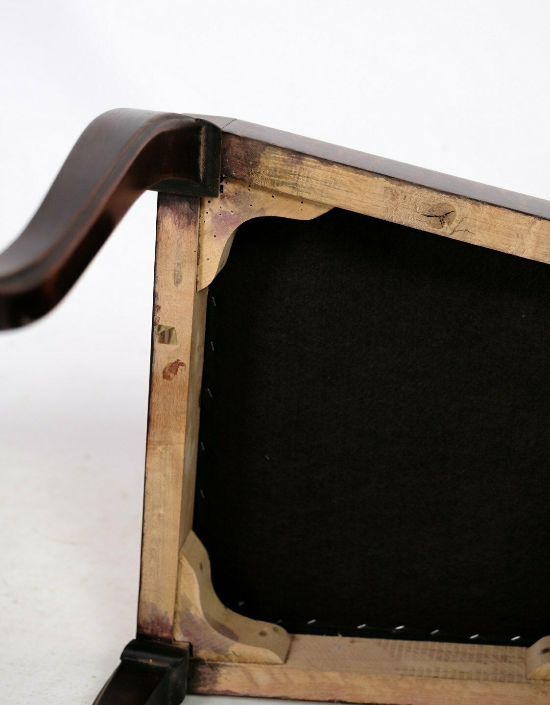 Dining Room Chairs In Mahogany With Black Patterned Fabric From 1920s. photo vintage