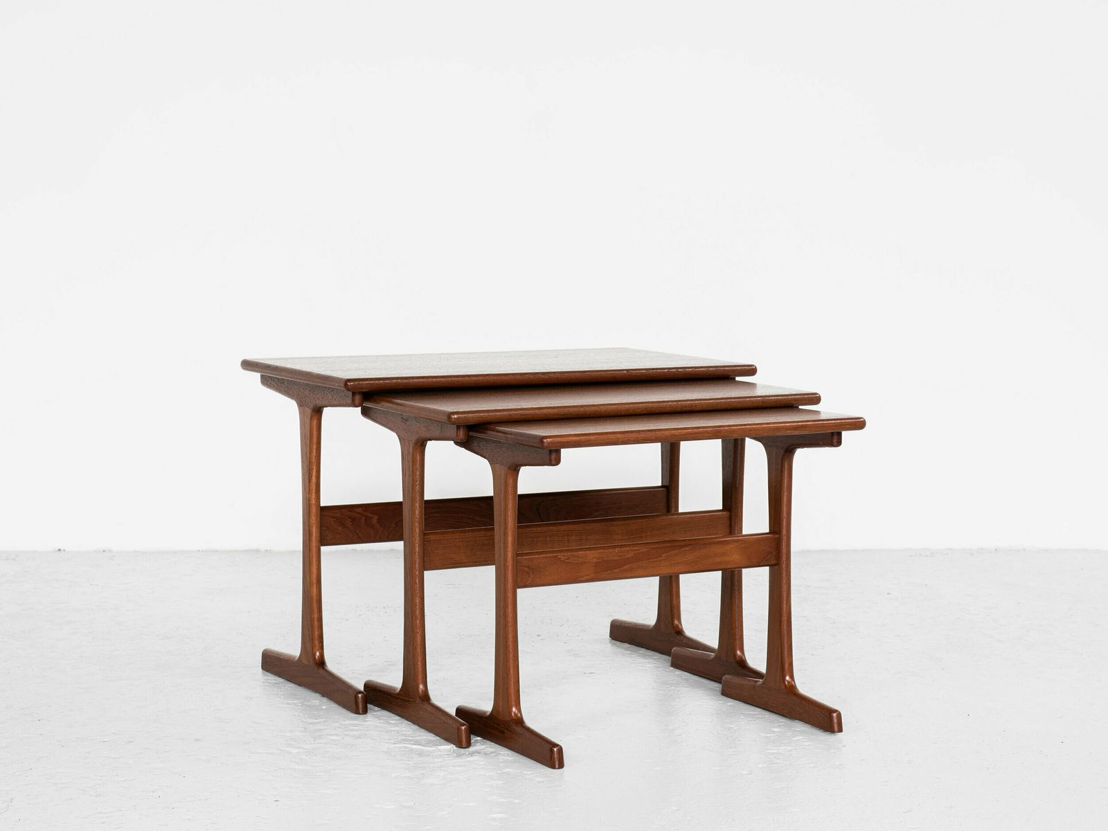 Midcentury Danish Nest Of 3 Side Tables In Teak By Kai Kristiansen For Vildbjerg
