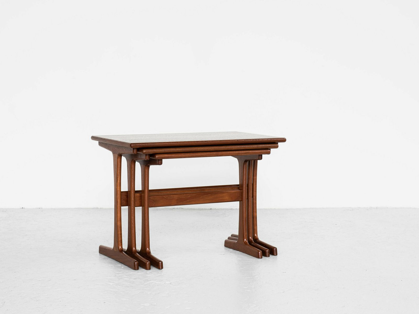 Midcentury Danish Nest Of 3 Side Tables In Teak By Kai Kristiansen For Vildbjerg photo for sale