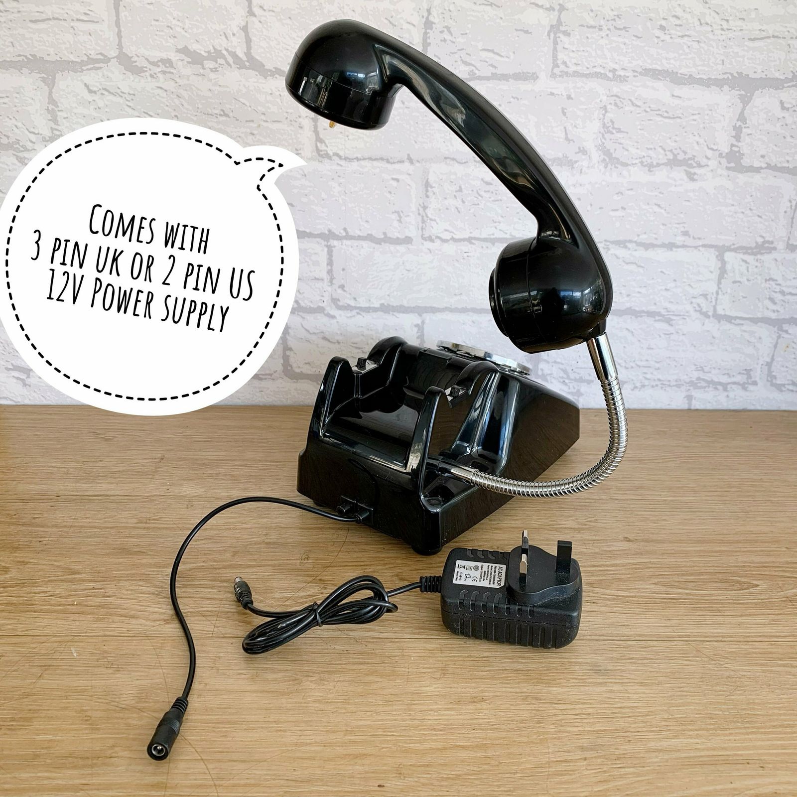 Retro Telephone Lamp Black / Chrome photo vintage