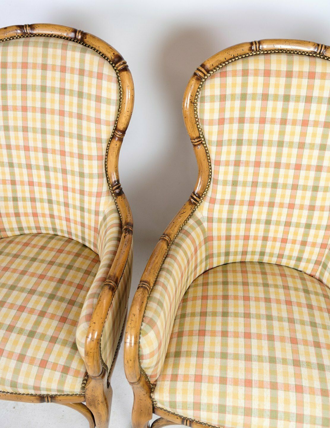A Pair Of Armchairs In Checkered Light Fabric From 1920s photo furniture