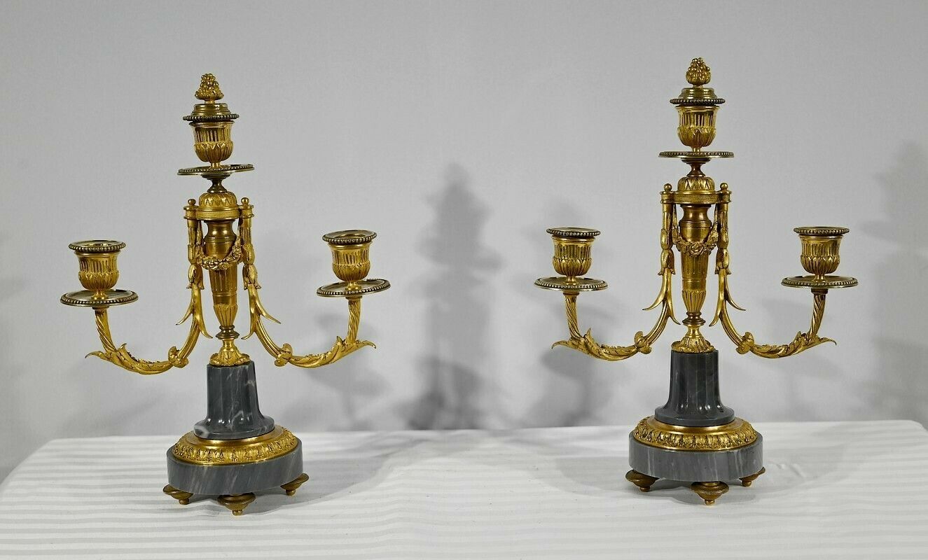 Pair Of Bronze And Marble Candelabra   Mid 19th Century photo furniture